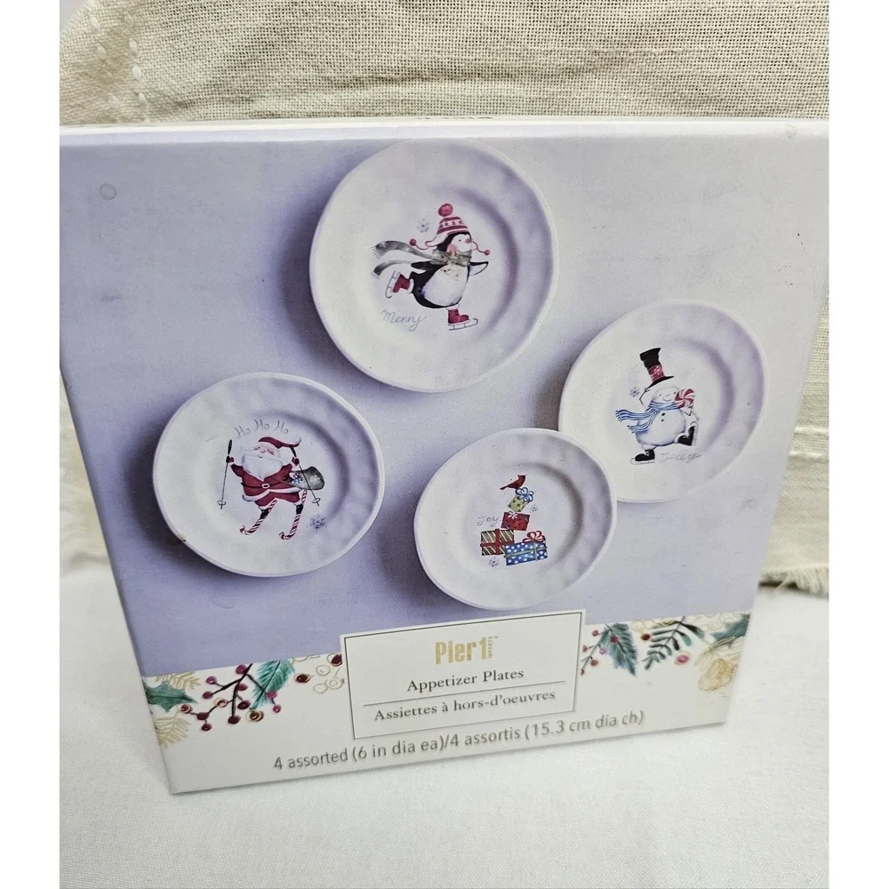 Pier 1 Christmas Appetizers Plates Set Of 4 6